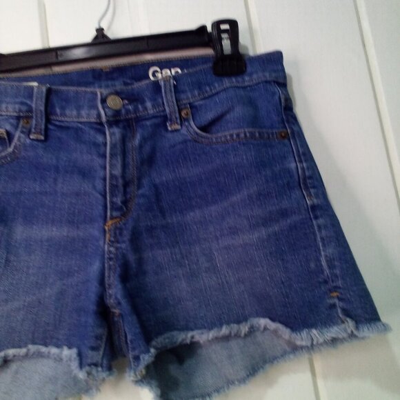 Gap Authentic Summer Short Women 27 Raw Hem Denim Blue - Picture 5 of 13